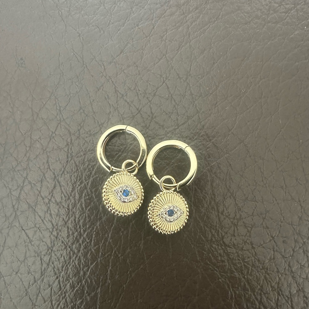 New Unique Charm Hoop Evil Eye Earrings - 30% off listing price